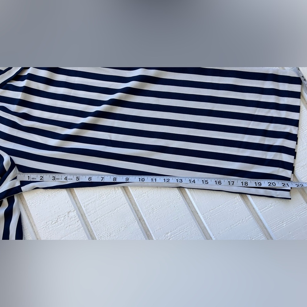 Zara Basic Collection Wide Leg Striped Pants Navy… - image 8